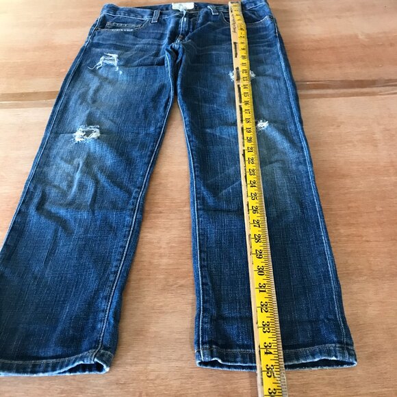 Current/Elliott Boyfriend Jeans Women 26 Blue Mid Rise Distressed Medium Wash - Picture 2 of 13
